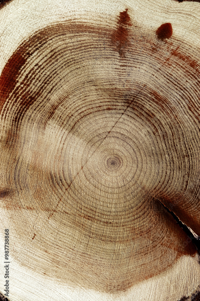 Natural wooden background, wood texture annual rings form. Macro photo ...