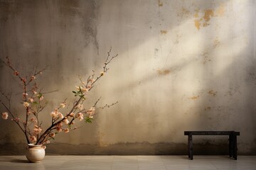 Wall Mural - background, where hand-made paper meets natural dye and sumi ink on an ancien
