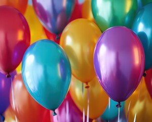 Party balloons in multicolored vibrant hues for a festive birthday