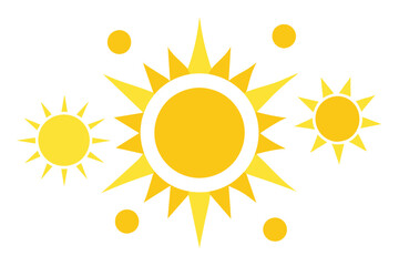  Yellow sun icon set vector art illustration