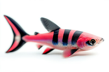 Wall Mural - Red and Black Striped Fish Isolated on White Background