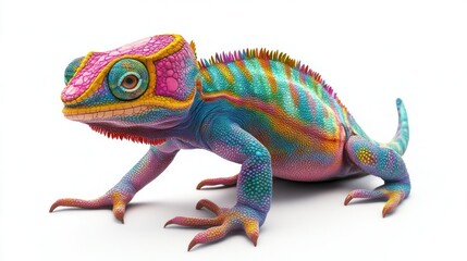 Poster - A vibrant chameleon with iridescent scales and a long tail.