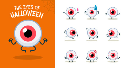 A set of cute eye with limbs. Isolated Vector Illustration