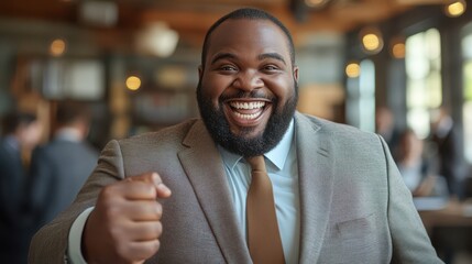 Confident African American Businessman Smiling in Suit