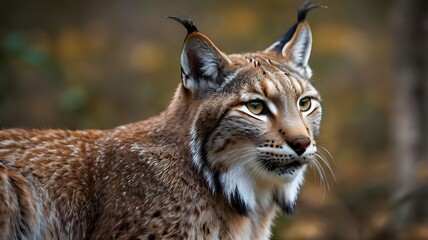 Wall Mural - lynx close up with blur background 