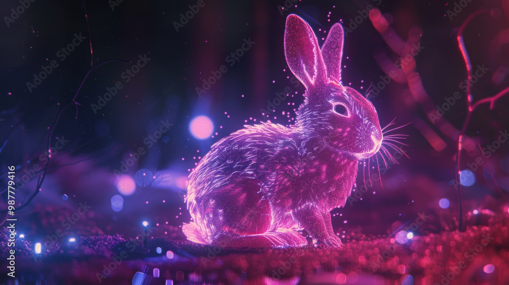 Glow Effect Rabbit Rabbits crafting glowing dynamic ads in real-time, powered by an AI ...