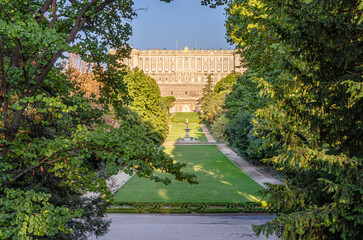 Campo del Moro Gardens and the Royal Palace in Madrid, Spain