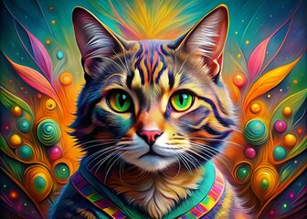 Whimsical Artistic Cat Portraits Showcasing Unique Styles and Colors in a Creative Expression of Feline Beauty