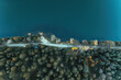 © thehakanarslan - View of the road between the autumn forest and the blue beautiful sea. Aerial photographed by drone.