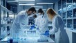© Youttakone - A team of scientists in lab coats working with glassware in a modern laboratory setting, focused on their experiments and data collection.
