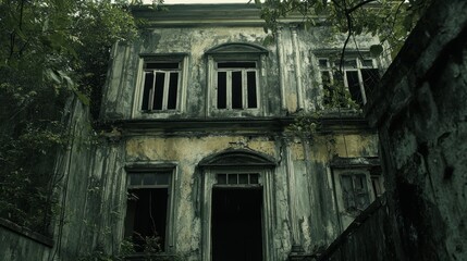 Sticker - Abandoned House Overgrown with Foliage