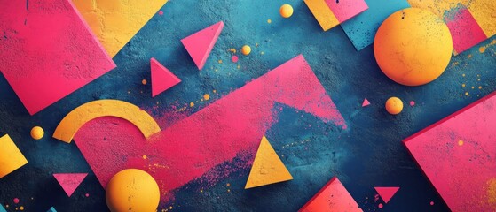 Wall Mural - Abstract composition featuring colorful geometric shapes on a textured background.