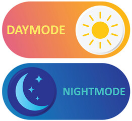 Wall Mural - Day and night toggle switch icons set. Collection of on off. Sun and Moon icons for dark light mood. Dark mode and light mode switch button for website and mobile app. day night modes switch isolated.