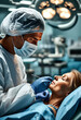 © jechm - Surgeon Performing Cosmetic Procedure on Mature Woman in Operating Room, vertical image