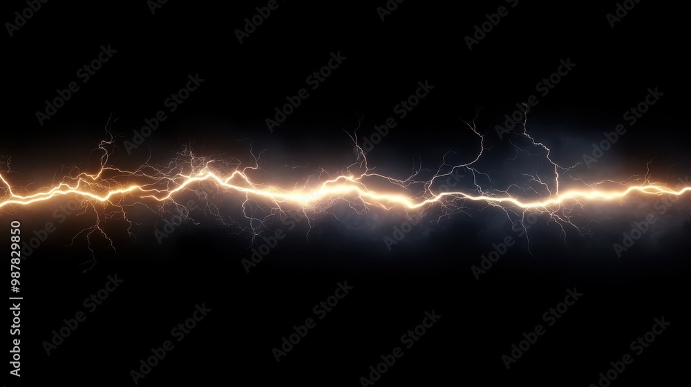 Abstract Electric Lightning Bolt on Black Background Stock Photo ...