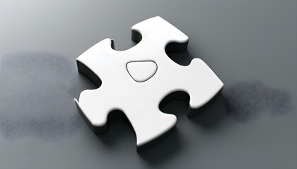 Isolated White Puzzle Piece Set Against a Subtle Gray Surface