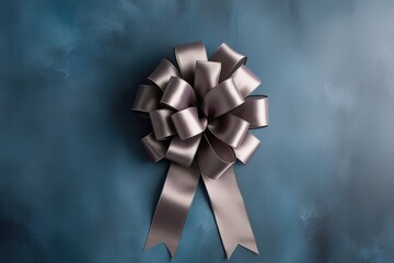 Elegant Titanium Gray Ribbon and Bow Against Cool Background for Holiday Decor