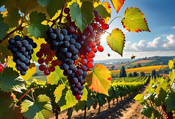 red grapes on vine