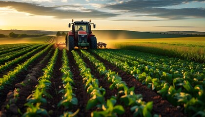 Tractor Plowing Fields: A Symbol of Agricultural Progress and Farmers Dedication to Productive Harvests