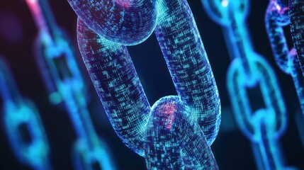 Poster - Close-up of a Chain Composed of Digital Code