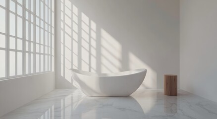 Canvas Print - Modern bathroom interior featuring a stylish freestanding bathtub bathed in natural light