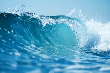 Poster - Close up of a breaking wave with turquoise blue water and white foam.