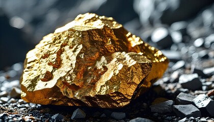 Close-up of pure gold ore nuggets showcasing natural beauty and unique textures from the mine