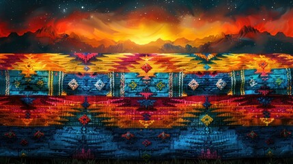 Mexican-inspired Seamless Pattern Background with Vibrant Textile Designs