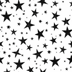 Wall Mural - Black and white star simple seamless pattern