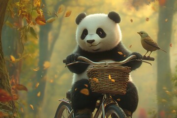 Sticker - giant panda bear in a bamboo