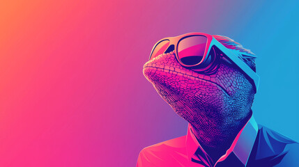 Wall Mural - Cool lizard wearing sunglasses.