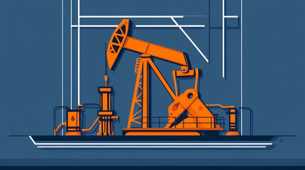 Wall Mural - Oil industry, drilling equipment, flat design banner