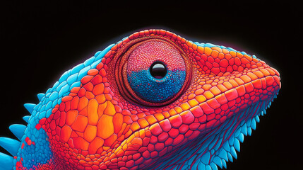 Wall Mural - Close-up of a lizard's eye, vibrant colors