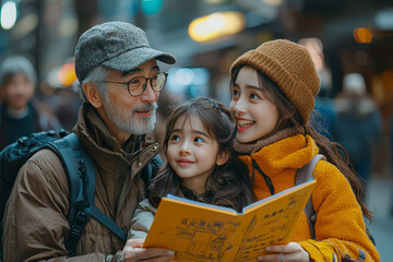 Sticker - A family taking a guided tour of a local landmark, learning about its history and significance.