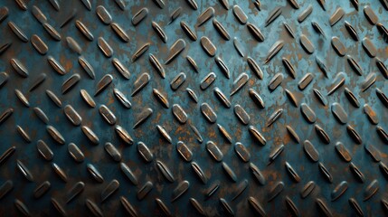 Close up of a rusted metal surface with a pattern of squares