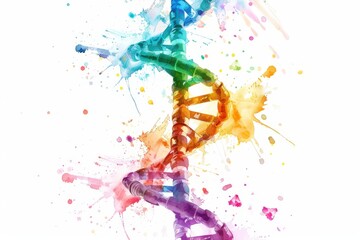 A colorful DNA strand with a rainbow of colors, generative ai image