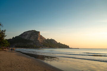 Khao Takiab beach with sunset in Thailand