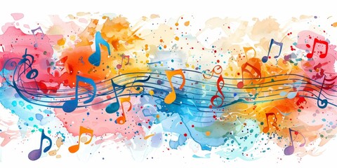 Aufkleber - Abstract colorful representation of musical notes on a canvas, capturing the energy, creativity, and vibrant expression of music through a dynamic art design.