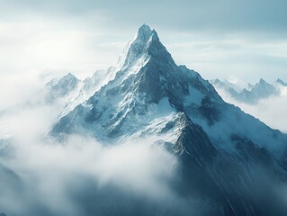 Wall Mural - Majestic Mountain Peak in a Sea of Clouds