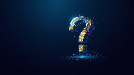 question mark blue neon lighting hologram underwater tech technology ask for help faq digital concept network communication connection net connected points glowing