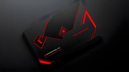 Sleek black business card showcases a bold red triangle element design 