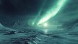 © thanawat - A breathtaking night sky illuminated by the northern lights over a serene icy landscape, creating a magical and tranquil atmosphere.