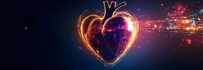 Wall Mural - Hologram heart shaped like a cardiogram Campaign idea about heart disease, cardiovascular health,