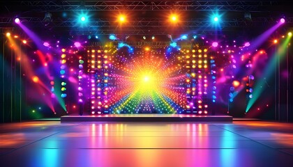 Wall Mural - Vibrant Stage Glow with a Spectacle of Colorful Lights