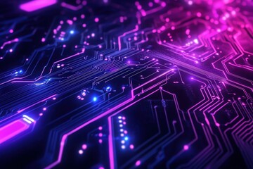 a computer chip with a purple and blue background, generative ai image