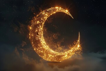 Canvas Print - Crescent Moon in Night Sky