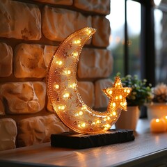 Wall Mural - Crescent Moon and Star Lamp