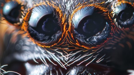 Mesmerizing Close Up of a Spider s Intricate Eyes and Hairy Body