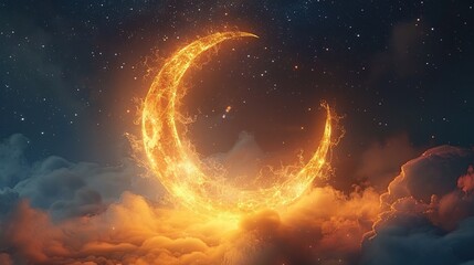 Wall Mural - Crescent Moon in Flames