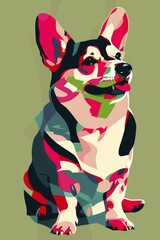 Wall Mural - poster illustration, full body silhouette of a beautiful cute Corgi 